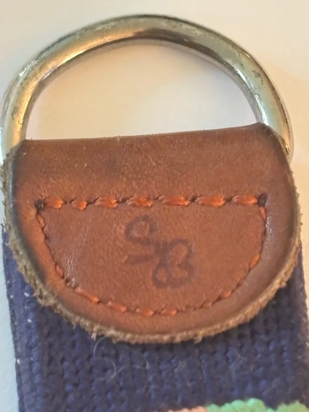Smathers & Branson Navy Needlepoint Bow tie Key Ring
